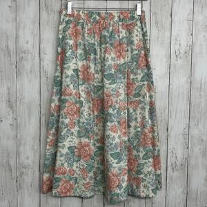Alfred Dunner Floral Elastic Waist Pleated Flowy Cottage Boho Vintage Skirt 12